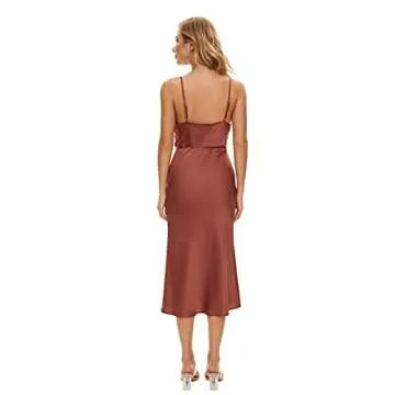 Elegant Women's Spaghetti Strap Satin Wedding Guest Dress