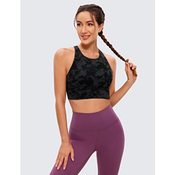 CRZ YOGA Women's Butterluxe Strappy High Neck Sports Bra