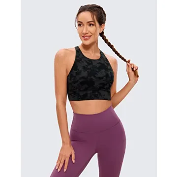 CRZ YOGA Women's Butterluxe Strappy High Neck Sports Bra