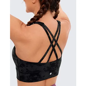 CRZ YOGA Women's Butterluxe Strappy High Neck Sports Bra