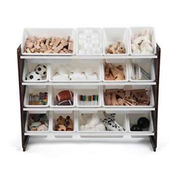 Humble Crew Extra-Large Toy Organizer, 16 Storage Bins, Espresso/White, 15.5D X 42W X 17.7H in