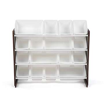 Humble Crew Extra-Large Toy Organizer, 16 Storage Bins, Espresso/White, 15.5D X 42W X 17.7H in