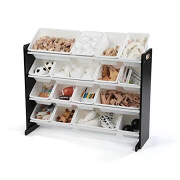 Humble Crew Extra-Large Toy Organizer, 16 Storage Bins, Espresso/White, 15.5D X 42W X 17.7H in