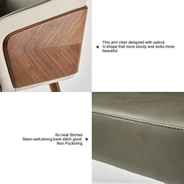 Modern Army Green Dining Chair with Walnut Finish