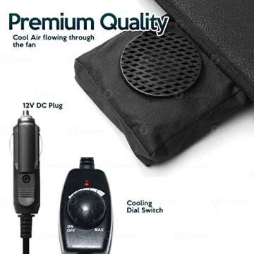 Zone Tech Black Cooling Car Seat Cushion 2-Pack 12V Automotive Adjustable Temperature Comfortable Cooling Car Seat Cushion