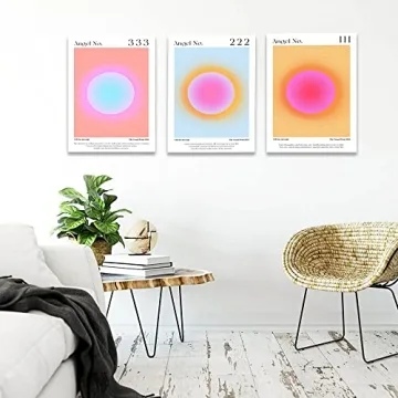 Vibrant Aura Angel Numbers Wall Art - Motivational Canvas