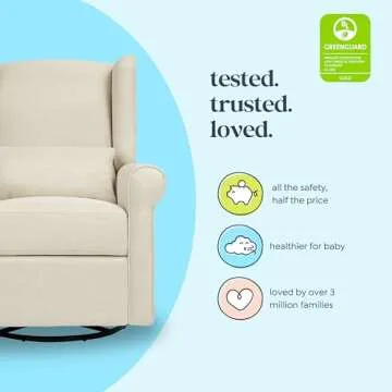 DaVinci Hayden Recliner and Swivel Glider in Natural Oat, Greenguard Gold & CertiPUR-US Certified