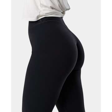 Kamo Fitness Serenity 25" No Front Seam 7/8 Leggings High Waisted Yoga Pants for Women, Soft Workout Pants Compression Leggings with Tummy Control (Black, S)