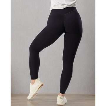 Kamo Fitness Serenity 25" No Front Seam 7/8 Leggings High Waisted Yoga Pants for Women, Soft Workout Pants Compression Leggings with Tummy Control (Black, S)