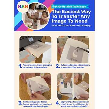 NuFun Iron-on Transfer Paper - 5 Sheets for Wood Crafting