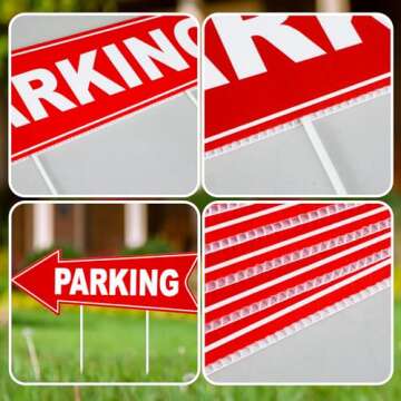 Barydat 8 Pcs Parking Sign with Stake 17 x 6 Inch Directional Arrow Corrugated Plastic Parking Signs for Event Left and Right Guest