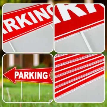 Barydat 8 Pcs Parking Sign with Stake 17 x 6 Inch Directional Arrow Corrugated Plastic Parking Signs for Event Left and Right Guest