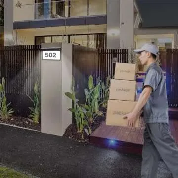 LeiDrail House Numbers Solar Powered Address Sign LED Illuminated Outdoor Metal Modern Plaque Waterproof for Outside House Yard Street