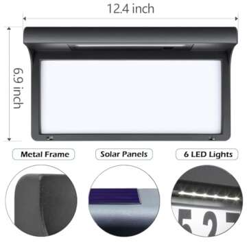 LeiDrail House Numbers Solar Powered Address Sign LED Illuminated Outdoor Metal Modern Plaque Waterproof for Outside House Yard Street