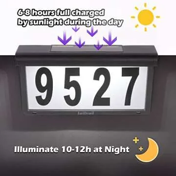LeiDrail House Numbers Solar Powered Address Sign LED Illuminated Outdoor Metal Modern Plaque Waterproof for Outside House Yard Street