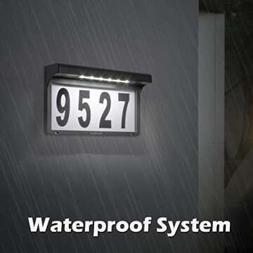 LeiDrail House Numbers Solar Powered Address Sign LED Illuminated Outdoor Metal Modern Plaque Waterproof for Outside House Yard Street