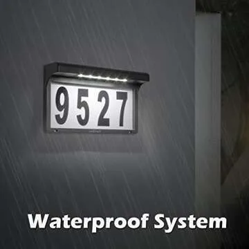 LeiDrail House Numbers Solar Powered Address Sign LED Illuminated Outdoor Metal Modern Plaque Waterproof for Outside House Yard Street