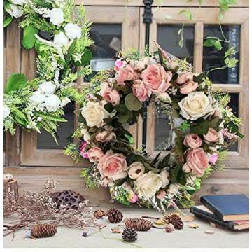 Elegant Haperlare Pink Peony Wreath for Home Decoration
