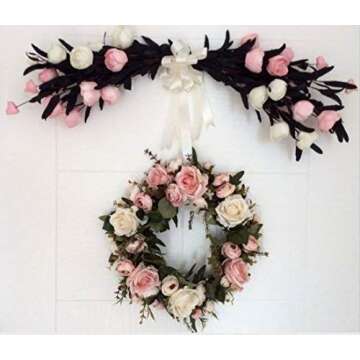 Elegant Haperlare Pink Peony Wreath for Home Decoration
