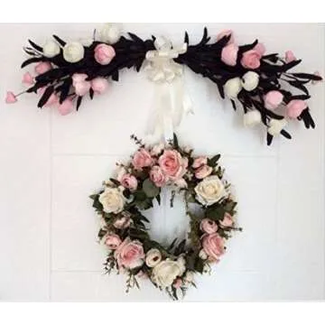 Elegant Haperlare Pink Peony Wreath for Home Decoration