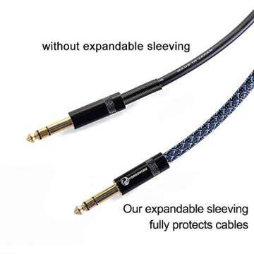 25ft - 1/4 inch PET Expandable Braided Sleeving – BlackBlue – Alex Tech Braided Cable Sleeve