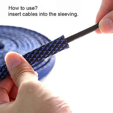 25ft Expandable PET Braided Cable Sleeve - BlackBlue