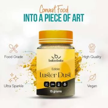 Bakeebake Gold Luster Dust Edible 15g - Edible Glitter for Drinks & Desserts - Gluten Free Edible Gold Dust for Cake Decorating – Tasteless Vegan Drink Glitter for Cocktails and Parties (gold)