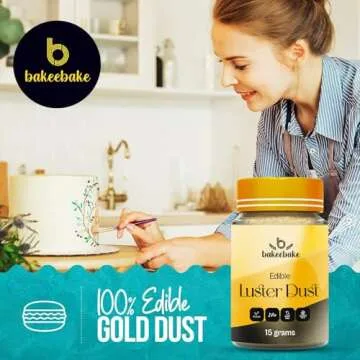Bakeebake Gold Luster Dust Edible 15g - Edible Glitter for Drinks & Desserts - Gluten Free Edible Gold Dust for Cake Decorating – Tasteless Vegan Drink Glitter for Cocktails and Parties (gold)