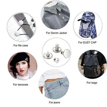 ZENGLU 12 Sets Jean Buttons pins No Sew Instant 17mm Replacement Button Adjustable Pants Buttons Kit