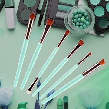 Eye Makeup Brushes Synthetic Hairs Eyeshadow Brush Set 6 PCS Eyebrow Eyeliner Makeup Brush Set for Concealer Eyebrow Eyeliner Eye Shadow Blending (Green)