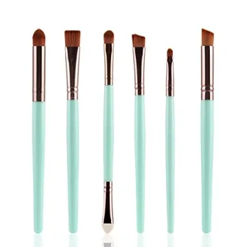 Eye Makeup Brushes Synthetic Hairs Eyeshadow Brush Set 6 PCS Eyebrow Eyeliner Makeup Brush Set for Concealer Eyebrow Eyeliner Eye Shadow Blending (Green)