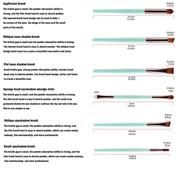 Eye Makeup Brushes Synthetic Hairs Eyeshadow Brush Set 6 PCS Eyebrow Eyeliner Makeup Brush Set for Concealer Eyebrow Eyeliner Eye Shadow Blending (Green)