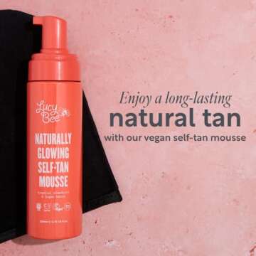 Lucy Bee Self Tanning Mitt for Body Self Tanners, Premium Reusable Double-Sided Velvety Soft Applicator, Streak-Free Natural Tan, Stain-Free Hands, Washable Black Mitt in FSC Cardboard Packaging