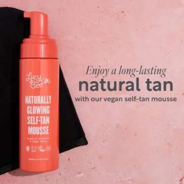 Lucy Bee Self Tanning Mitt for Body Self Tanners, Premium Reusable Double-Sided Velvety Soft Applicator, Streak-Free Natural Tan, Stain-Free Hands, Washable Black Mitt in FSC Cardboard Packaging