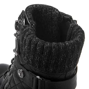 GLOBALWIN Women's Fall Boots Ankle Boots Black Booties For Women Combat Boots With Low Heel Size 10M