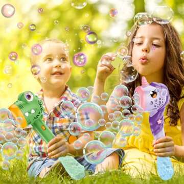 VATOS 2PCS Automatic Bubble Wands, Bubble Maker Gun with Light & Music for Girls Boys, Fantasty Bubb...