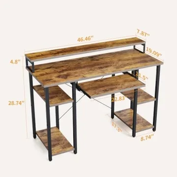 CubiCubi 47 Inch Computer Desk with Keyboard Tray