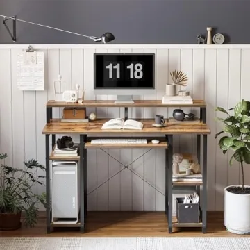 CubiCubi 47 Inch Computer Desk with Keyboard Tray