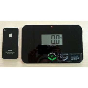 NewlineNY Auto Step On Super Mini Travel Bathroom Digital Scale, 5.25" x 8.5" SBB0638SM (Black)