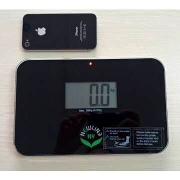 NewlineNY Auto Step On Super Mini Travel Bathroom Digital Scale, 5.25" x 8.5" SBB0638SM (Black)
