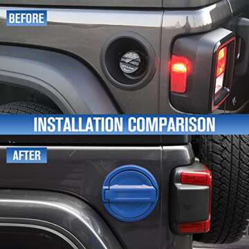 JeCar JL Fuel Filler Cover Gas Cap Aluminum Alloy Gas Tank Door Exterior Accessories Compatible with Jeep Wrangler 2018-2023 JL JLU, Blue