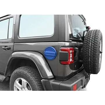 JeCar JL Fuel Filler Cover Gas Cap Aluminum Alloy Gas Tank Door Exterior Accessories Compatible with Jeep Wrangler 2018-2023 JL JLU, Blue