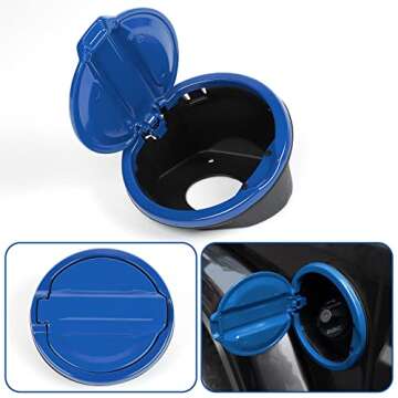 JeCar JL Fuel Filler Cover Gas Cap Aluminum Alloy Gas Tank Door Exterior Accessories Compatible with Jeep Wrangler 2018-2023 JL JLU, Blue