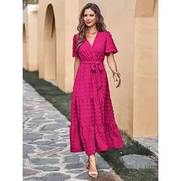 Elegant MASCOMODA Women's Swiss Dot Maxi Dress 2025