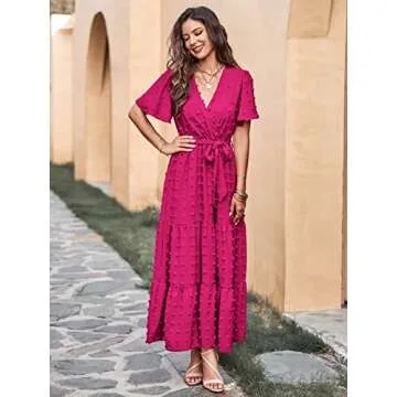 Elegant MASCOMODA Women's Swiss Dot Maxi Dress 2025