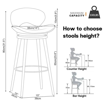 Guyifuny Bar Stools 25.6 Inches Tall Kitchen Seating