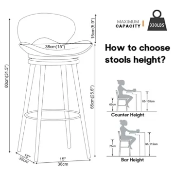 Guyifuny Bar Stools 25.6 Inches Tall Kitchen Seating