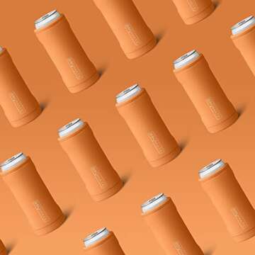 BrüMate Hopsulator Slim Can Cooler Insulated for 12oz Slim Cans | Skinny Can Insulated Stainless Steel Drink Holder for Hard Seltzer, Beer, Soda, and Energy Drinks (Matte Clay)