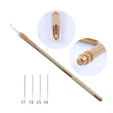 YANTAISIYU 4 Pcs Ventilating Needles + 1 Brass Holder for Lace Wig Making
