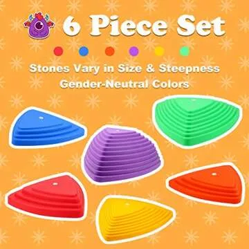 Gentle Monster Stepping Stones for Kids, Set of 6 Pcs for Balance with Non-Slip Bottom - Exercise Coordination and Stability, Perfect Indoor and Outdoor Play Equipment for Kids, Unique Birthday Gift…